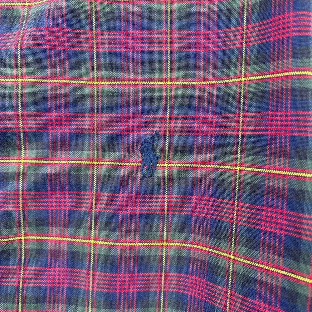 Ralph Lauren Shirt Mens XL Plaid Red Button Down Tartan Oxford Vintage Polo‎